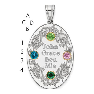 Sterling Silver Personalized Family Crystal Pendant – view 3