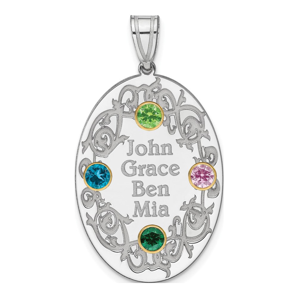 Personalized Sterling Silver Family Crystal Pendant