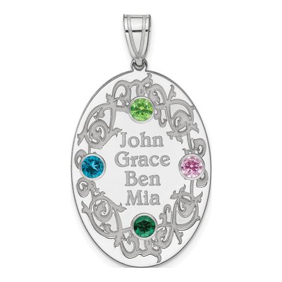 Sterling Silver Personalized Crystal Family Pendant – view 2