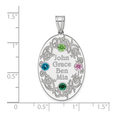 Sterling Silver Personalized Crystal Family Pendant – view 3