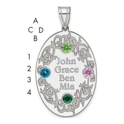 Sterling Silver Personalized Crystal Family Pendant