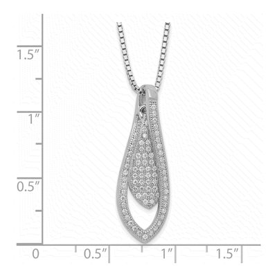 Sterling Silver CZ Teardrop Pendant Necklace – view 3