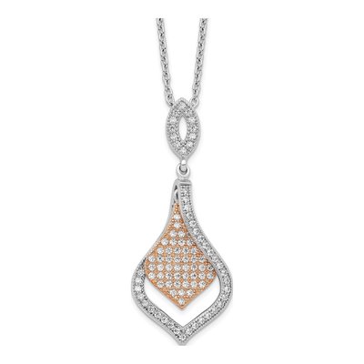Gold-Plated Sterling Silver CZ Micro Pave Pendant Necklace