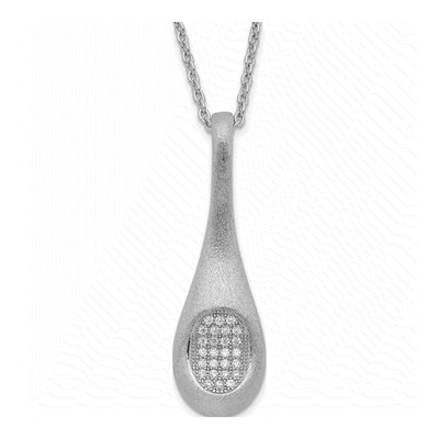 Sterling Silver CZ Teardrop Pendant Necklace