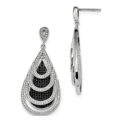 Sterling Silver CZ Teardrop Dangle Earrings