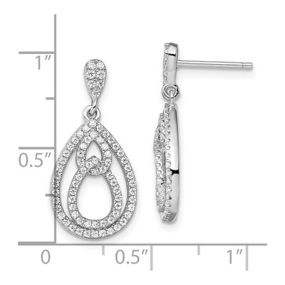 Sterling Silver CZ Micro Pave Dangle Earrings – view 5