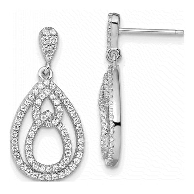 Sterling Silver CZ Micro Pave Dangle Earrings
