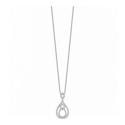 Sterling Silver CZ Pave Teardrop Pendant Necklace – view 3