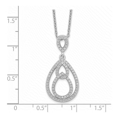 Sterling Silver CZ Pave Teardrop Pendant Necklace – view 5