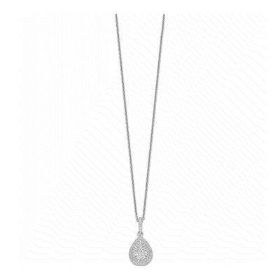 Sterling Silver CZ Teardrop Pave Pendant Necklace – view 3