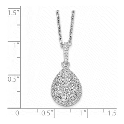 Sterling Silver CZ Teardrop Pave Pendant Necklace – view 4