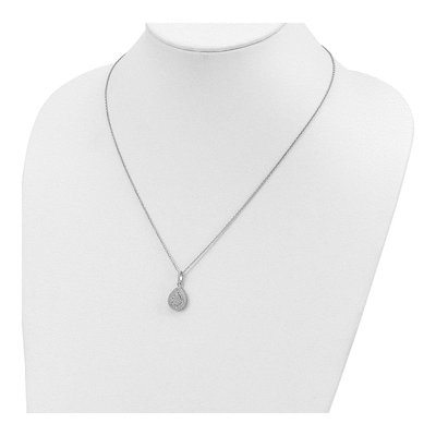 Sterling Silver CZ Teardrop Pave Pendant Necklace – view 5