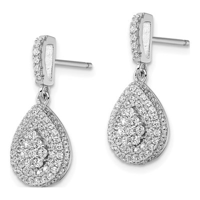 Sterling Silver CZ Teardrop Dangle Earrings – view 3