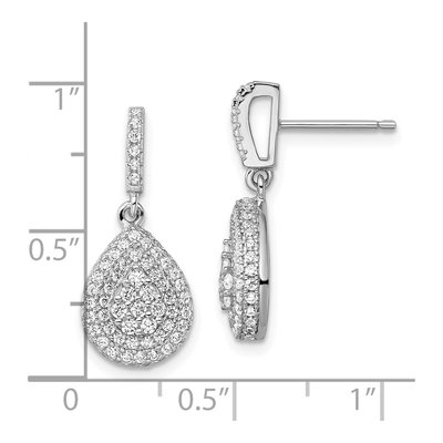 Sterling Silver CZ Teardrop Dangle Earrings – view 5