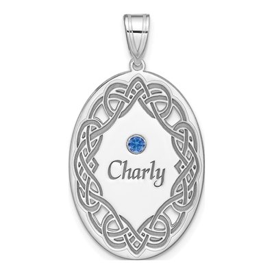 Sterling Silver Personalized Crystal Family Pendant – view 2