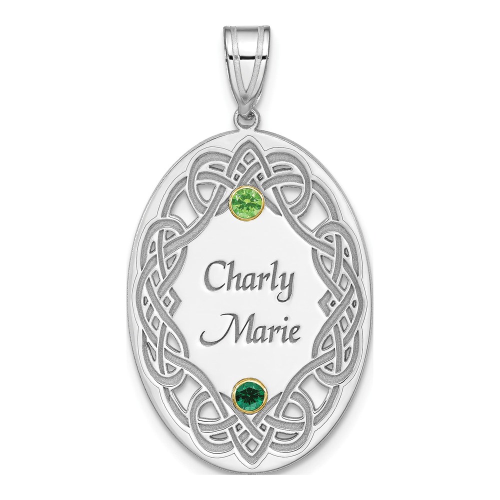 Personalized Sterling Silver Bezel Crystal Family Pendant