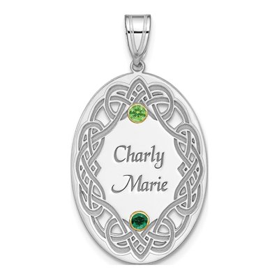 Sterling Silver Personalized Bezel Crystal Family Pendant
