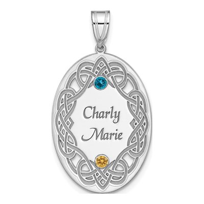 Sterling Silver Personalized Family Crystal Pendant – view 2