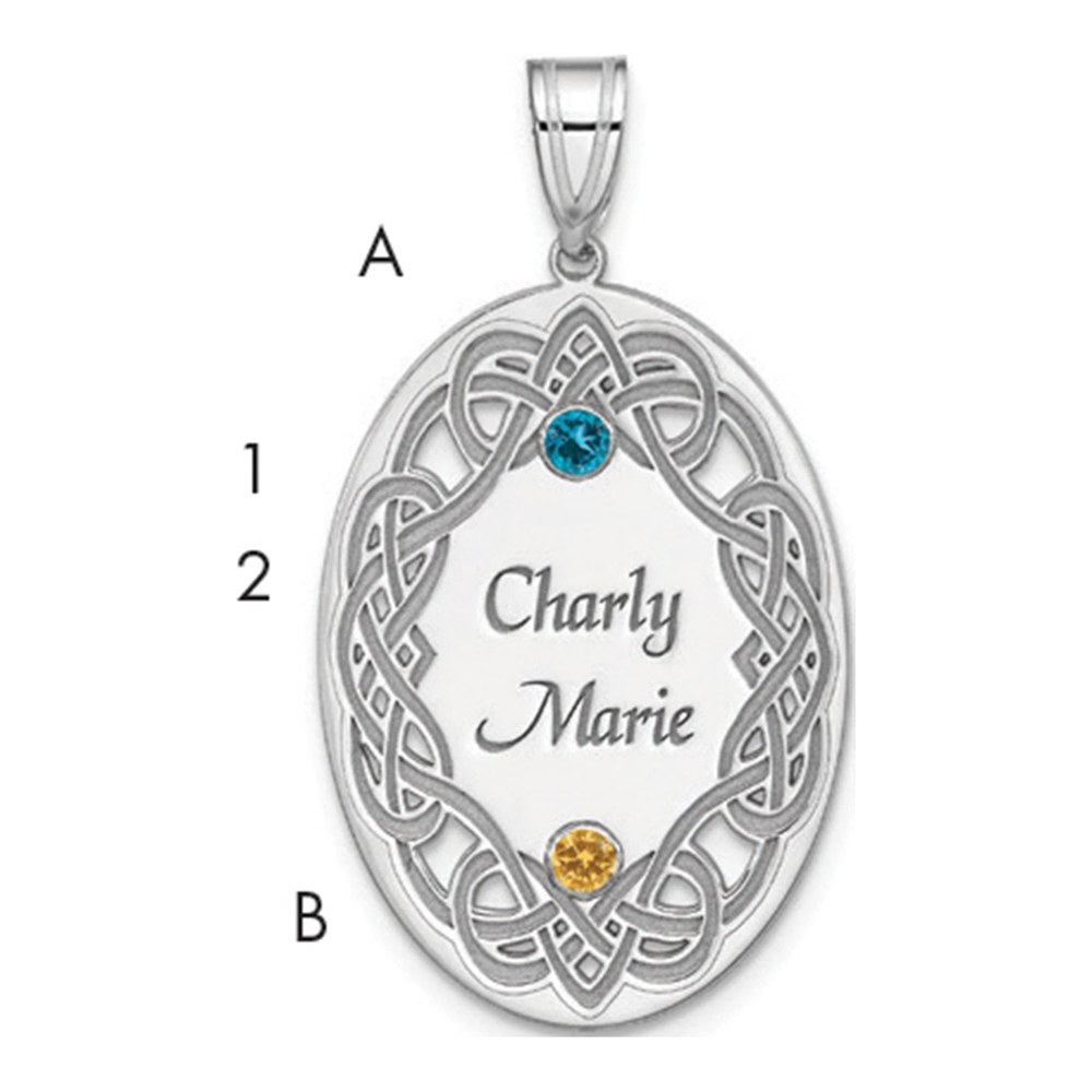 Sterling Silver Personalized Family Crystal Pendant