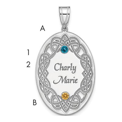 Sterling Silver Personalized Family Crystal Pendant