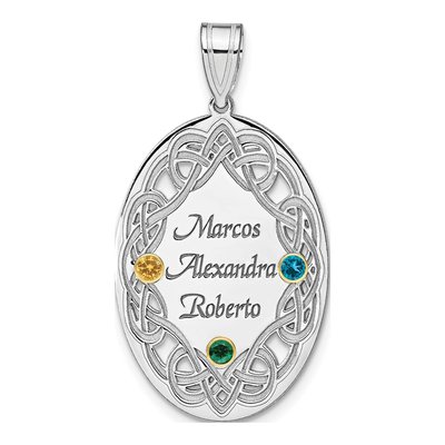 Sterling Silver Personalized Family Crystal Pendant