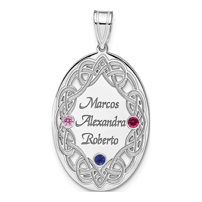 Sterling Silver Personalized Crystal Family Pendant – view 2