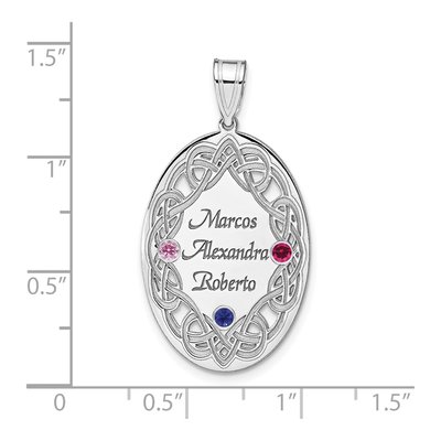 Sterling Silver Personalized Crystal Family Pendant – view 5