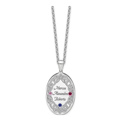 Sterling Silver Personalized Crystal Family Pendant – view 7