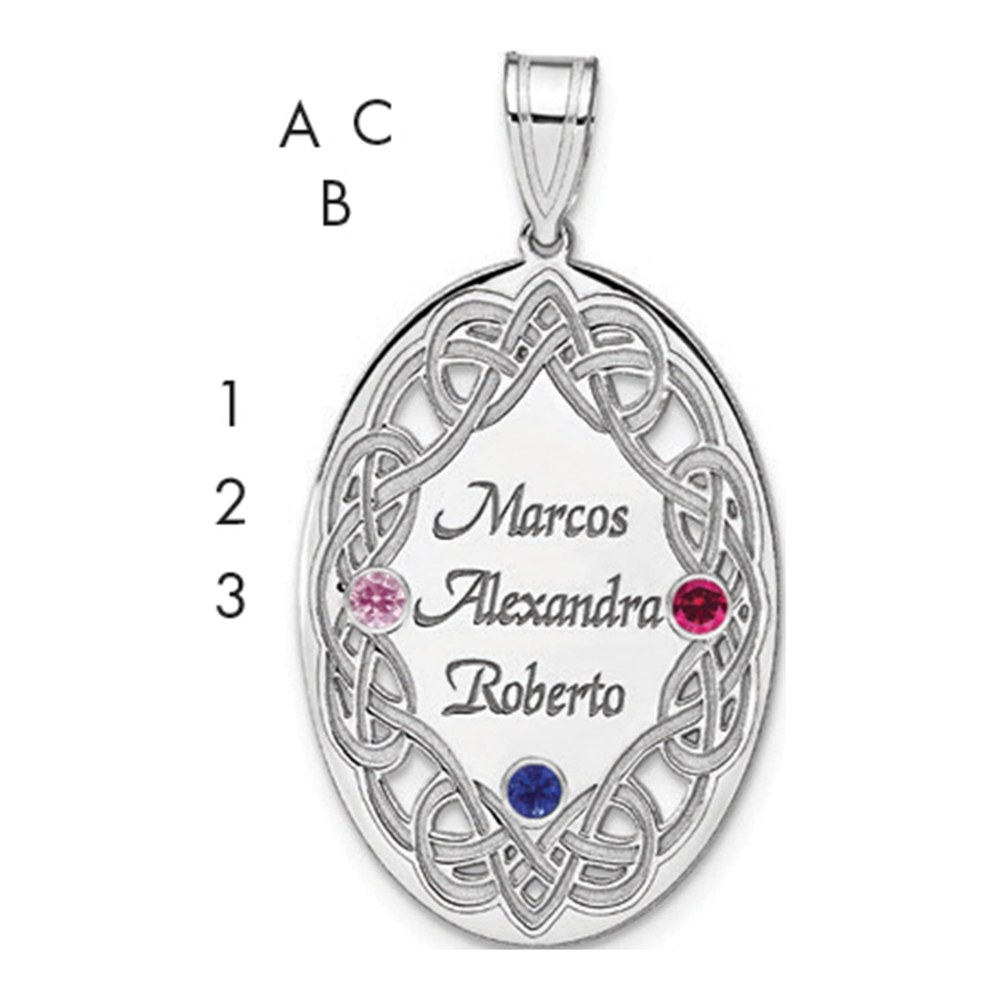 Sterling Silver Personalized Crystal Family Pendant
