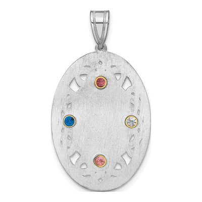 Sterling Silver Personalized Bezel Crystal Family Pendant – view 4