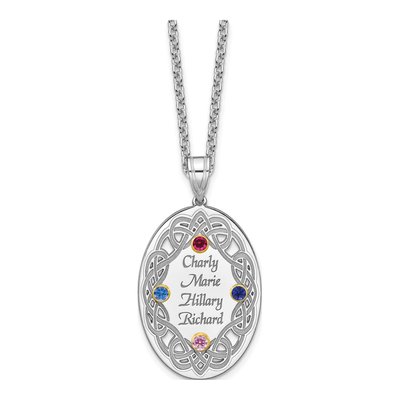 Sterling Silver Personalized Bezel Crystal Family Pendant – view 5