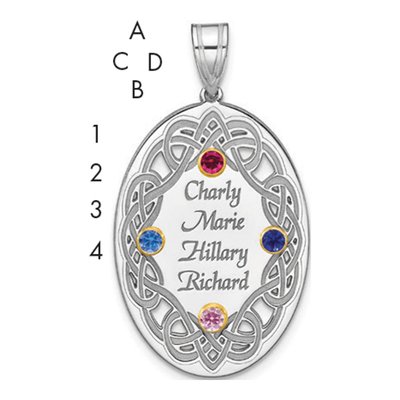 Sterling Silver Personalized Bezel Crystal Family Pendant – view 6
