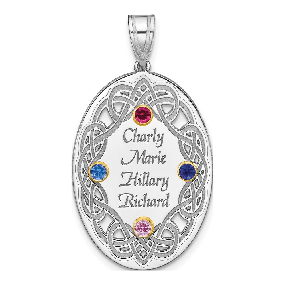 Personalized Bezel Crystal Family Pendant