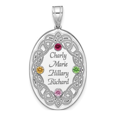 Sterling Silver Personalized Crystal Family Pendant – view 2