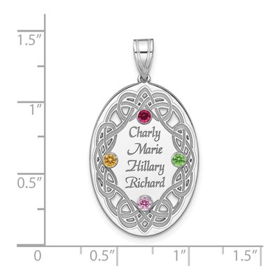 Sterling Silver Personalized Crystal Family Pendant – view 5