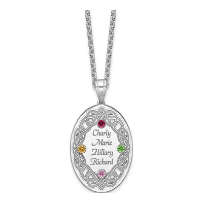 Sterling Silver Personalized Crystal Family Pendant – view 7