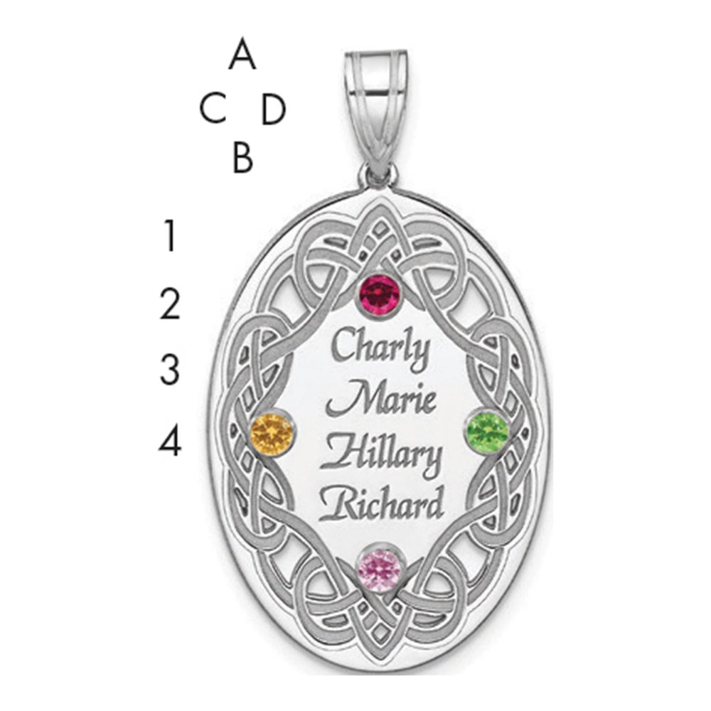 Sterling Silver Personalized Crystal Family Pendant
