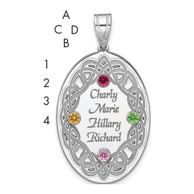 Sterling Silver Personalized Crystal Family Pendant