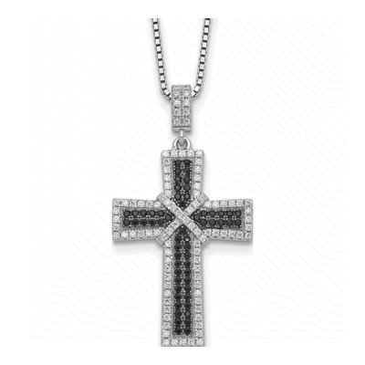 Sterling Silver CZ Pave Cross Necklace