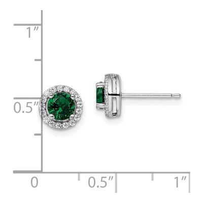 Sterling Silver CZ Halo Stud Earrings – view 5