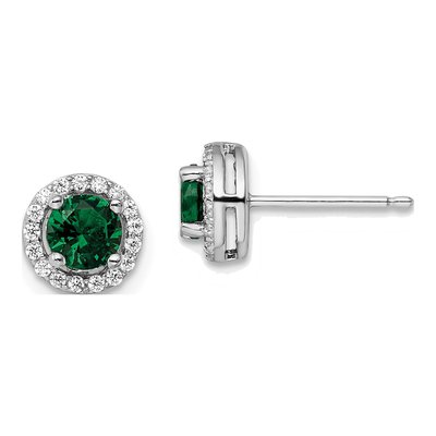 Sterling Silver CZ Halo Stud Earrings