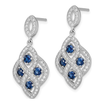 Sterling Silver CZ Vintage-Style Dangle Earrings – view 3