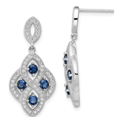 Sterling Silver CZ Vintage-Style Dangle Earrings
