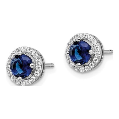 Sterling Silver CZ Halo Stud Earrings – view 3