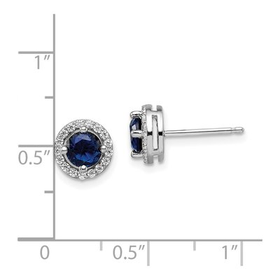 Sterling Silver CZ Halo Stud Earrings – view 5