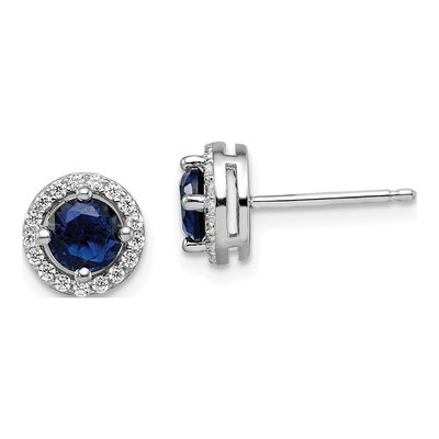 Sterling Silver CZ Halo Stud Earrings