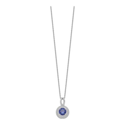 Sterling Silver CZ Circle Pendant Necklace – view 3
