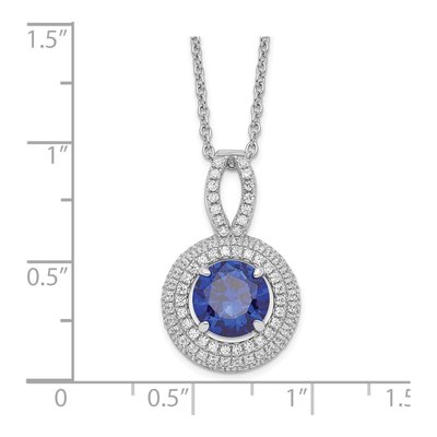 Sterling Silver CZ Circle Pendant Necklace – view 4