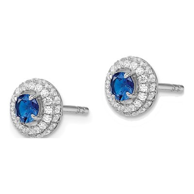 Sterling Silver CZ Halo Circle Stud Earrings – view 3