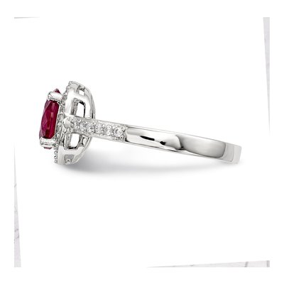 Sterling Silver CZ Corundum Halo Ring – view 5